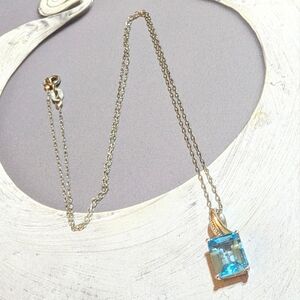 Alwand Vahan 10kt and Sterling 3ct Swiss Blue Topaz Necklace